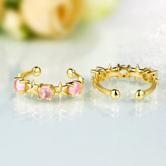 Penfine Jewelry 4mm Vintage Moonstone Open Gap Stack Wedding Band